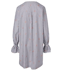 Cotton Tie-Neck Dress Music Print