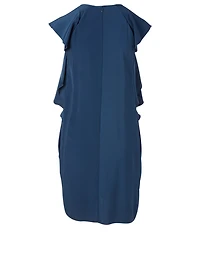 Satin Ruffle Sleeveless Dress