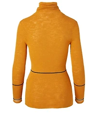 Cotton-Blend Turtleneck Knit Top
