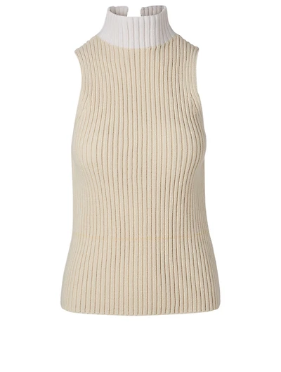 Cotton Turtleneck Sleeveless Top