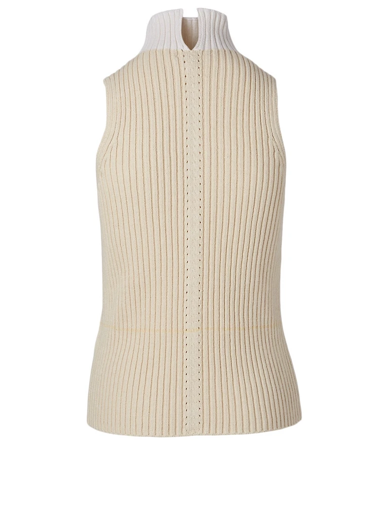 Cotton Turtleneck Sleeveless Top