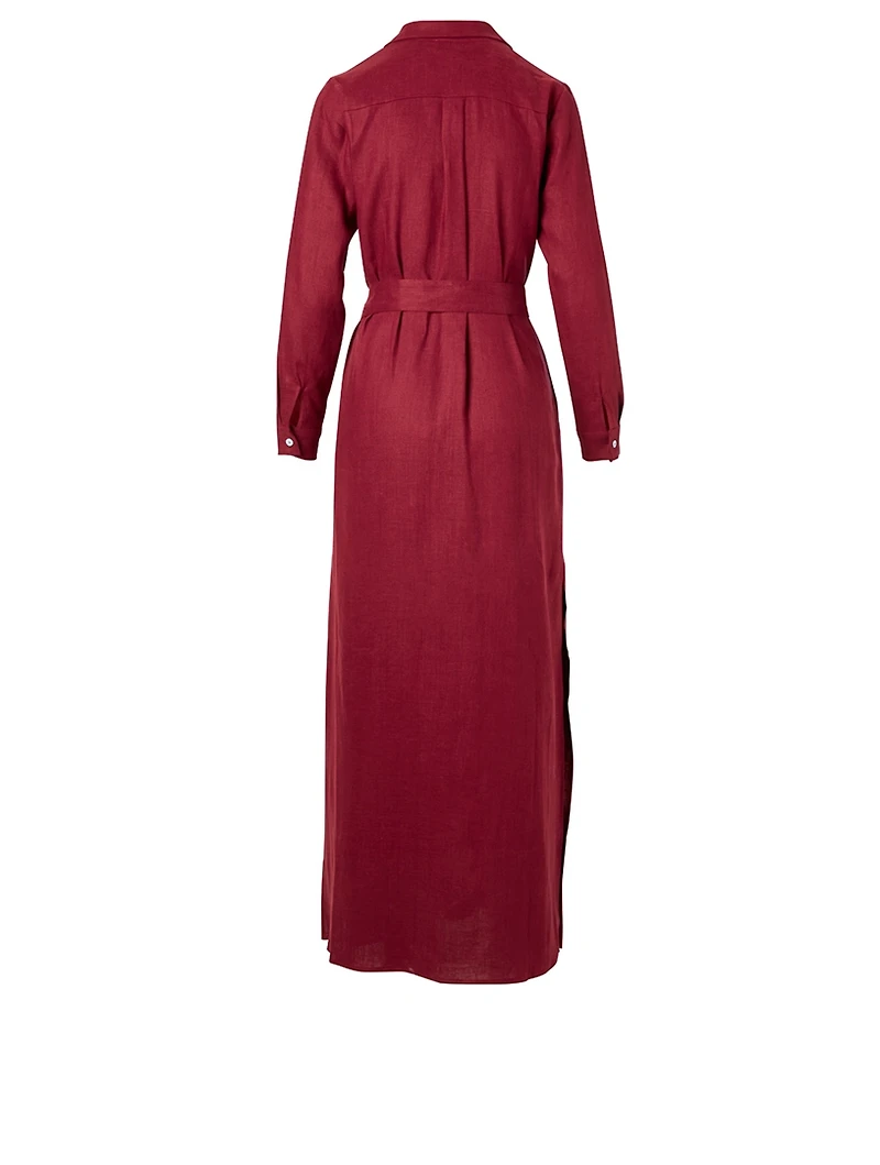 Long Linen Shirt Dress