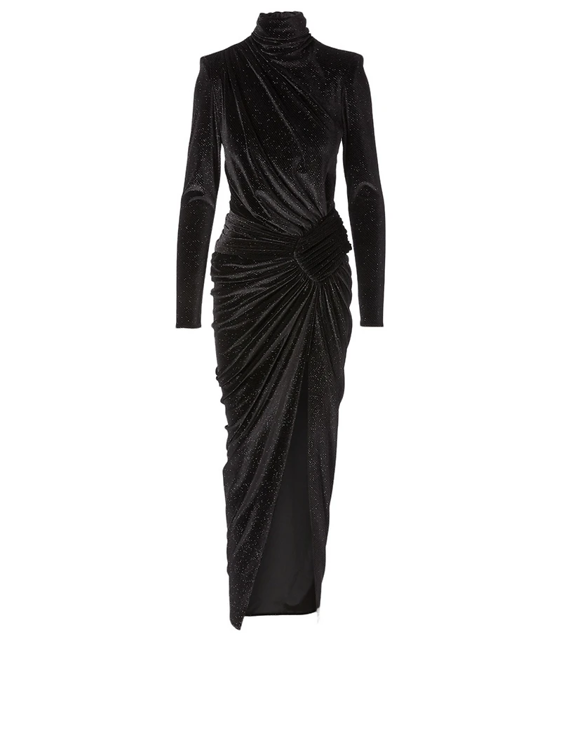 Velvet Sparkling Turtleneck Long Dress