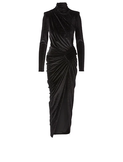 Velvet Sparkling Turtleneck Long Dress
