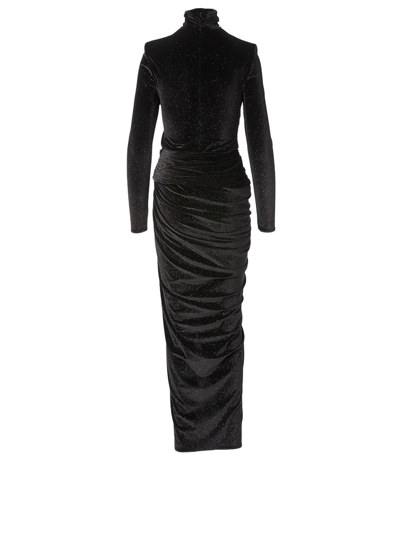 Velvet Sparkling Turtleneck Long Dress