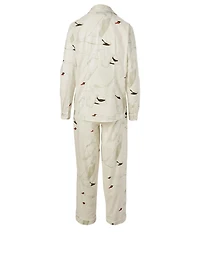 Long Cotton Pyjama Set Cygnus Swan Print