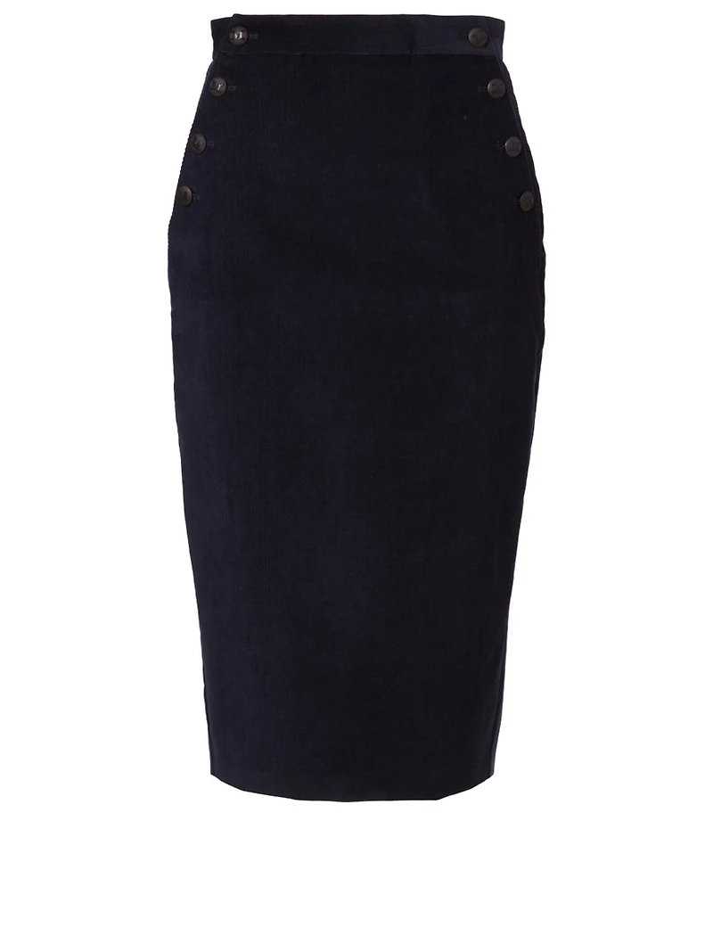 Cotton Velvet Pencil Skirt
