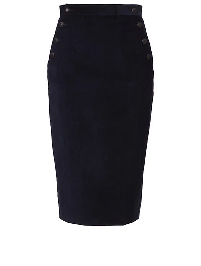 Cotton Velvet Pencil Skirt