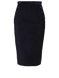 Cotton Velvet Pencil Skirt