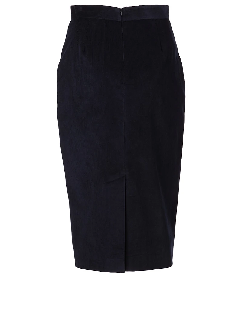 Cotton Velvet Pencil Skirt