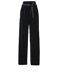 Velvet High-Waisted Pants With Belt