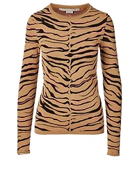 Wool-Blend Knit Top Tiger Print