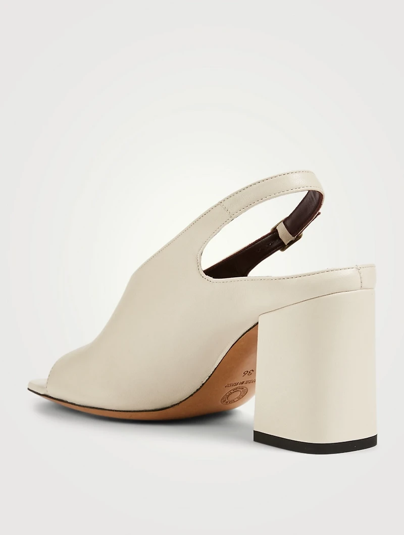 Leather Heeled Slingback Sandals