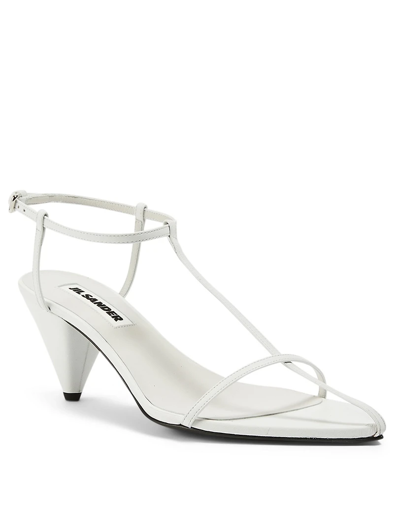 Tripon Leather T-Strap Heeled Sandals