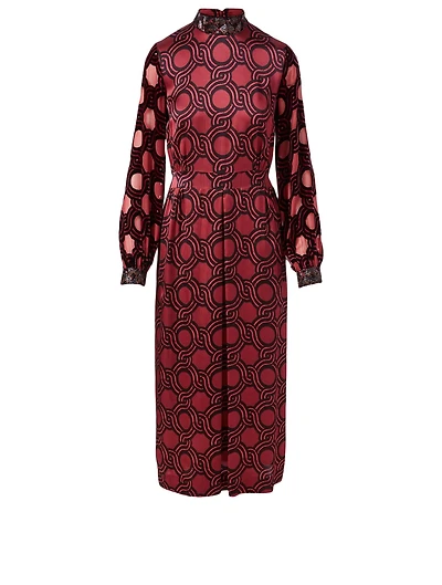 Devir Silk-Blend Printed Midi Dress
