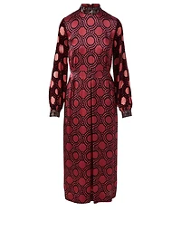 Devir Silk-Blend Printed Midi Dress