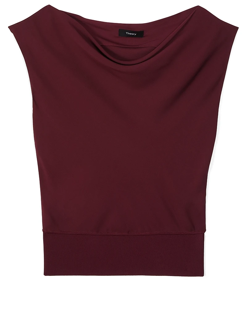 Silk Draped Cap-Sleeve Blouse