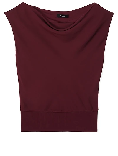 Silk Draped Cap-Sleeve Blouse