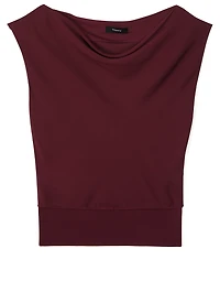 Silk Draped Cap-Sleeve Blouse