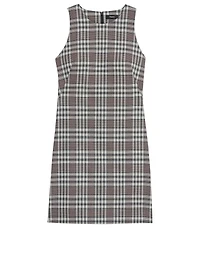 Wool Stretch Dress Plaid Print