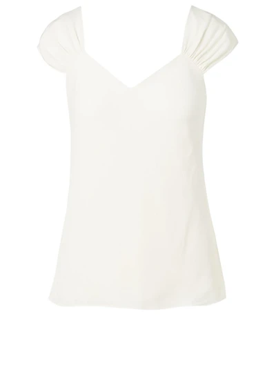 Silk Ruched-Sleeve Blouse