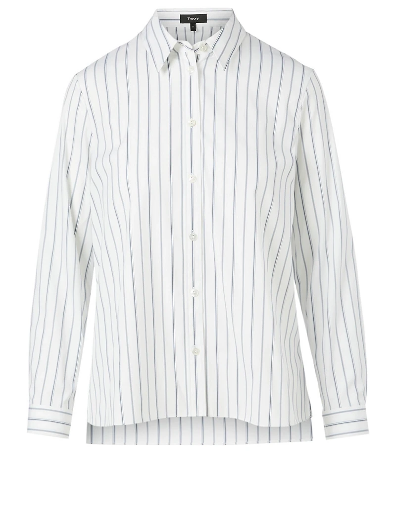 Cotton-Blend Trapeze Shirt Striped Print
