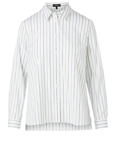 Cotton-Blend Trapeze Shirt Striped Print
