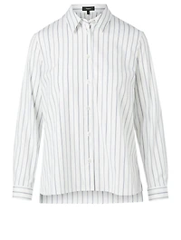 Cotton-Blend Trapeze Shirt Striped Print