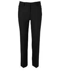Wool Stretch Straight-Leg Pants