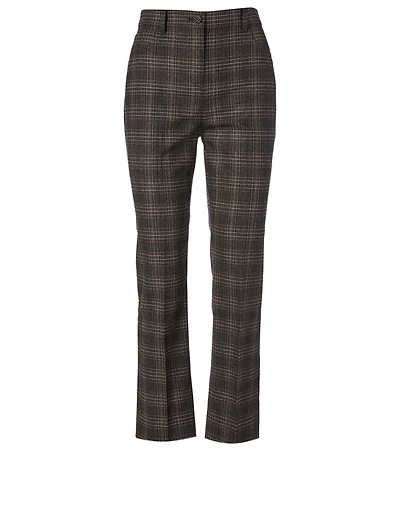 Wool Stretch Pants Plaid Print