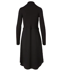 Wool-Blend Sweater Combo Midi Dress