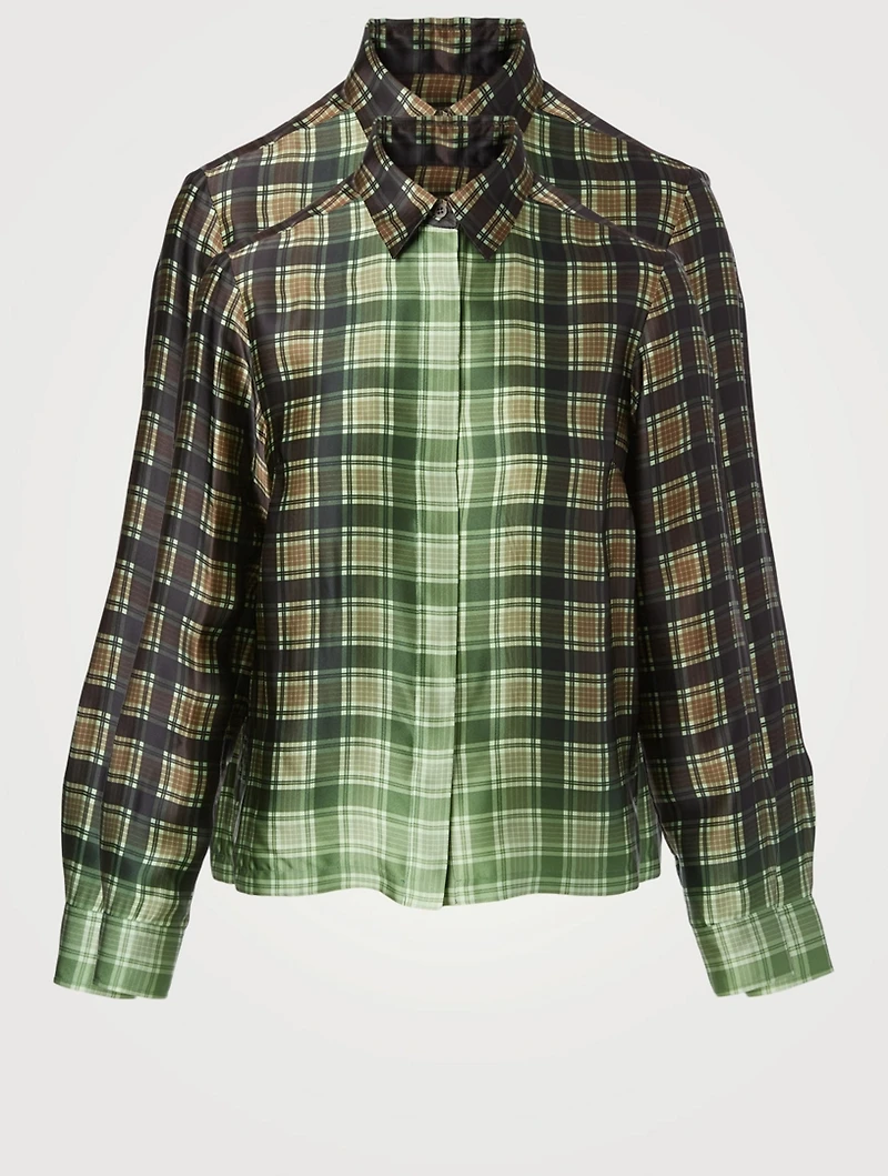 Cakool Silk-Blend Shirt Check Print