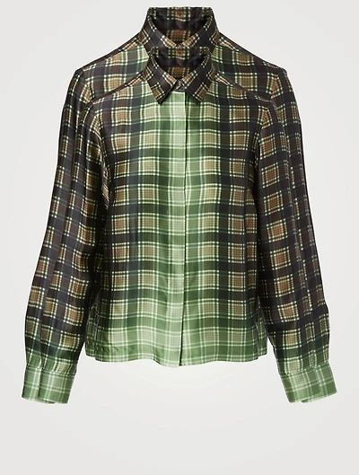 Cakool Silk-Blend Shirt Check Print
