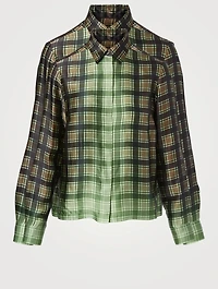 Cakool Silk-Blend Shirt Check Print