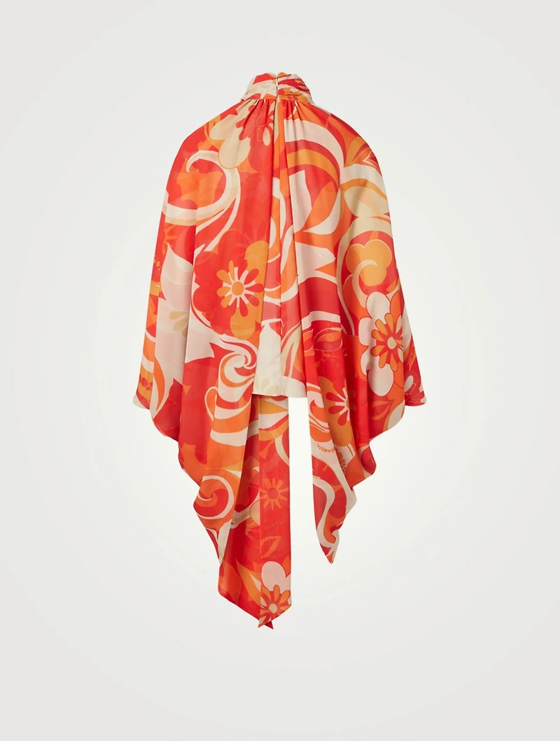 Caltz Printed Blouse With Neck Tie