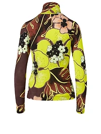 Hask Turtleneck Knit Top Floral Print