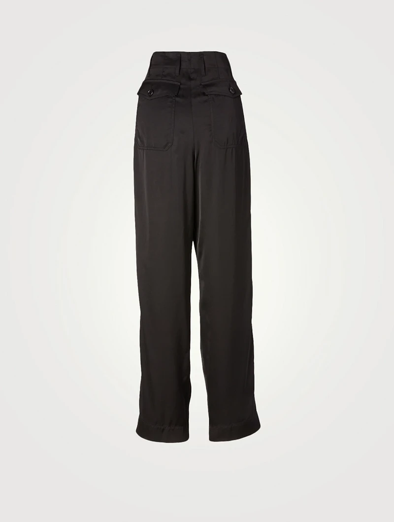 Poska Satin High-Waisted Pants