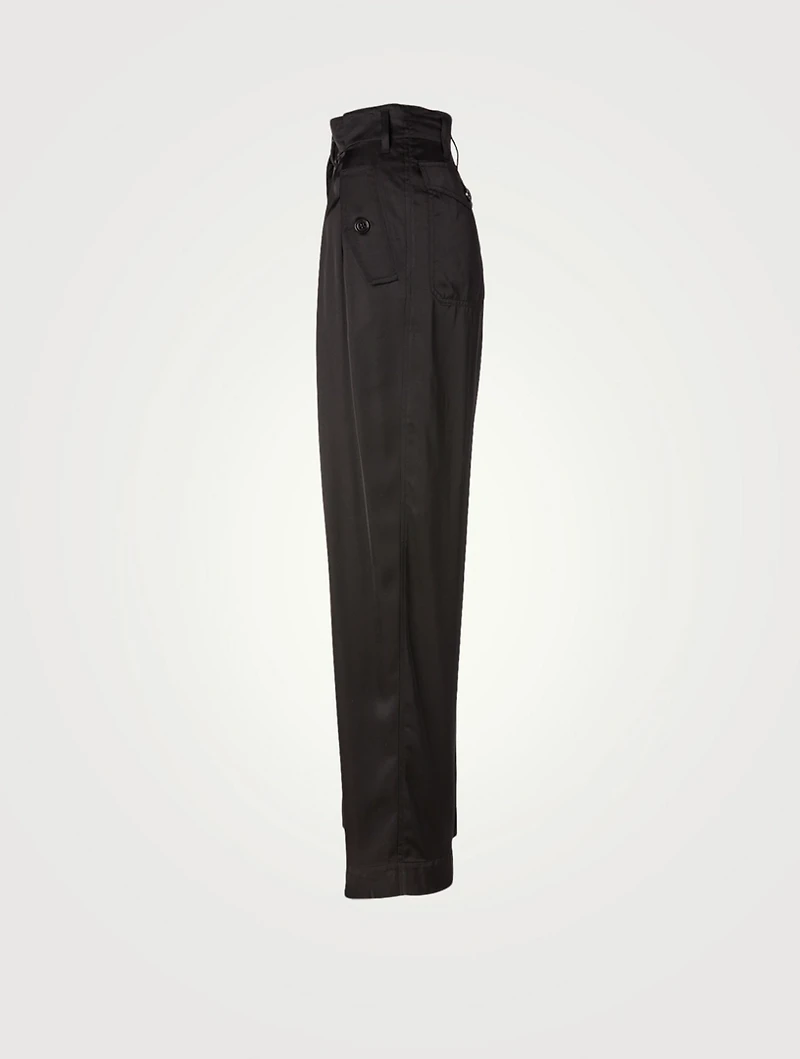 Poska Satin High-Waisted Pants