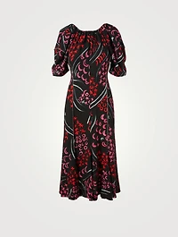 Scoopneck Printed Midi Dress