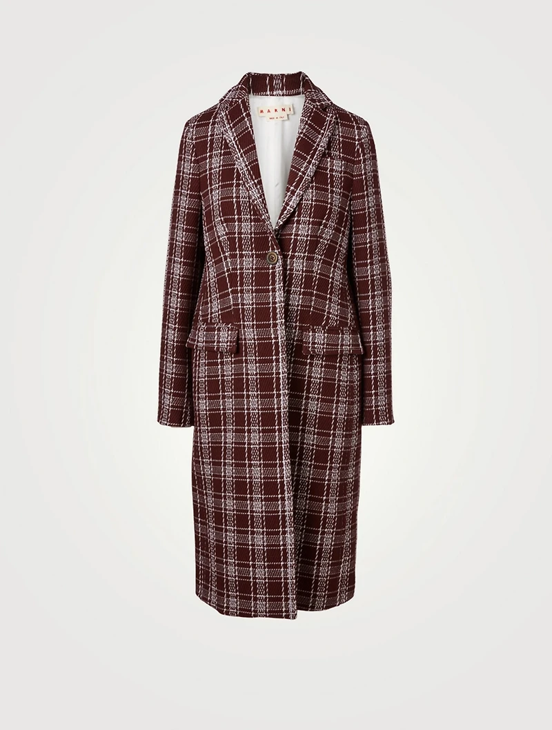 Cashmere-Blend Coat Check Print