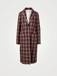 Cashmere-Blend Coat Check Print