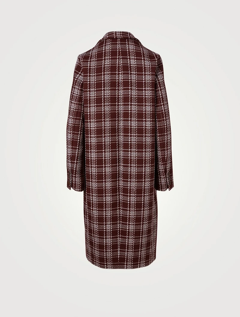 Cashmere-Blend Coat Check Print