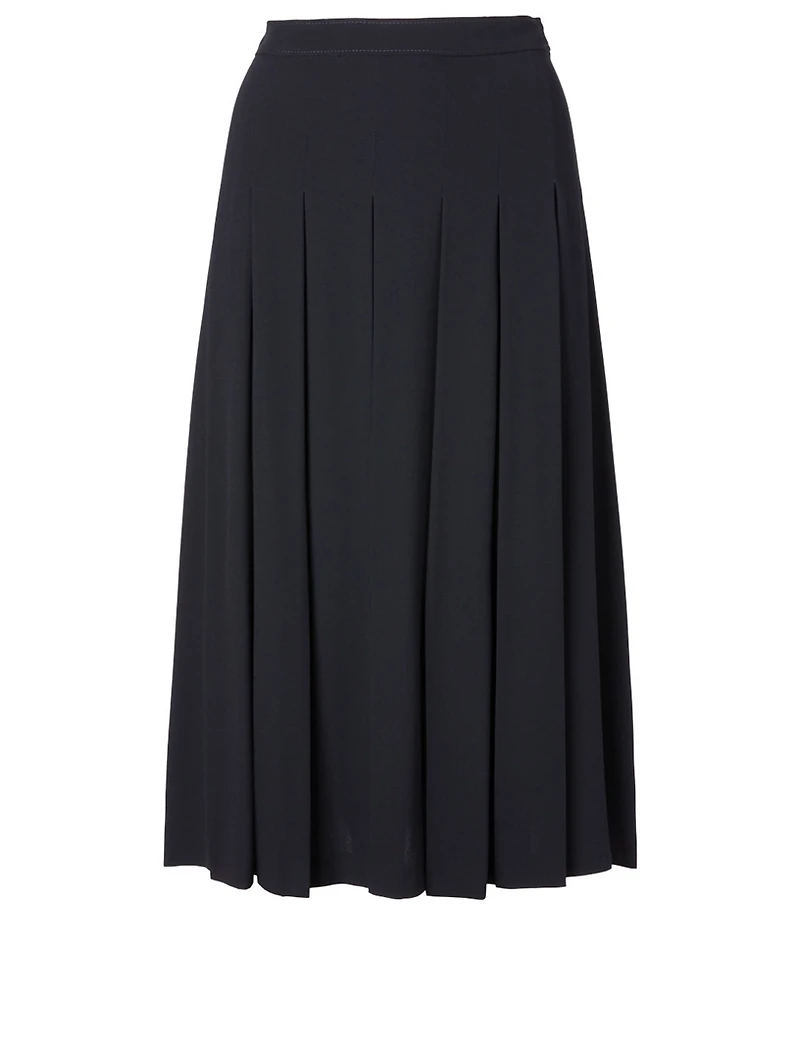 Satin Pleated Midi Skirt