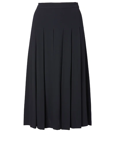 Satin Pleated Midi Skirt