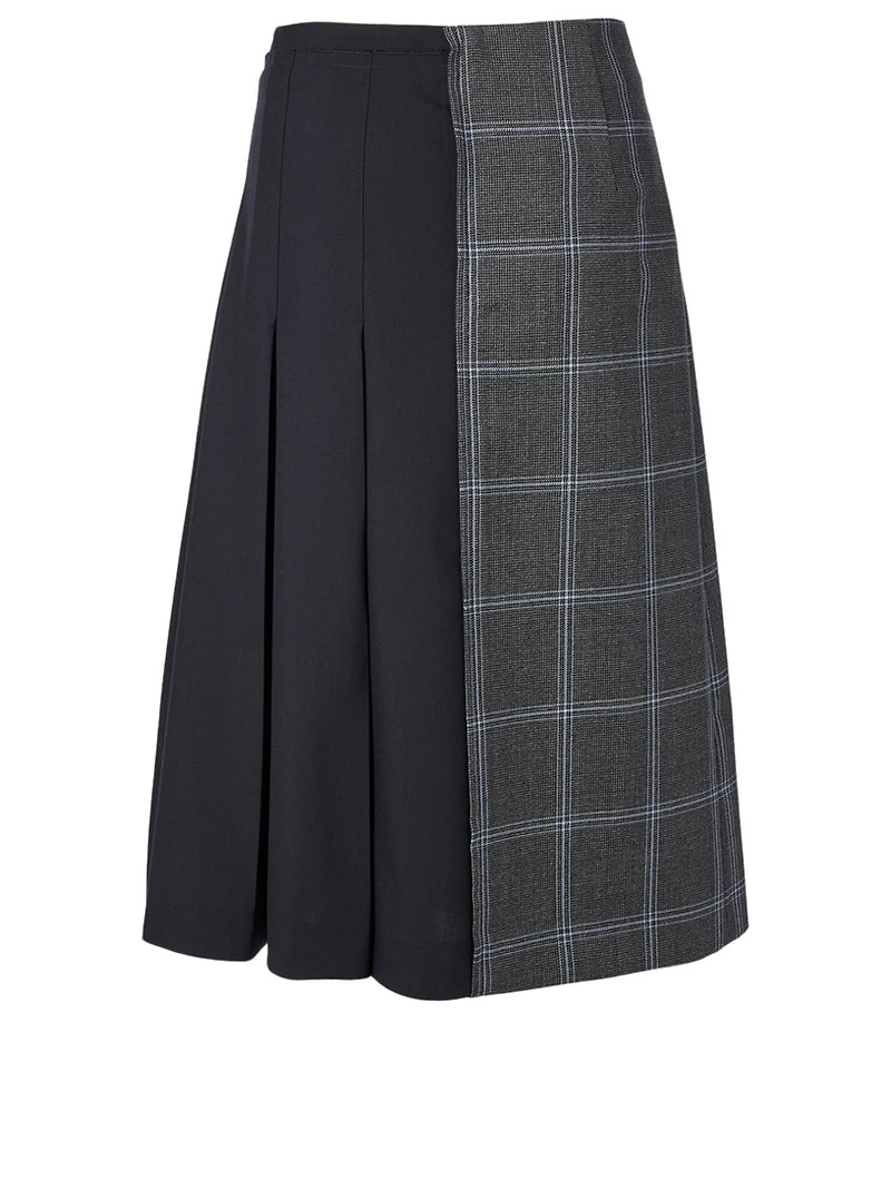 Wool Two-Tone Midi Skirt