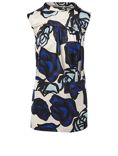 Sleeveless Tunic Blouse Floral Print