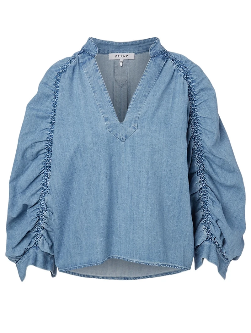 Ruched Denim Top