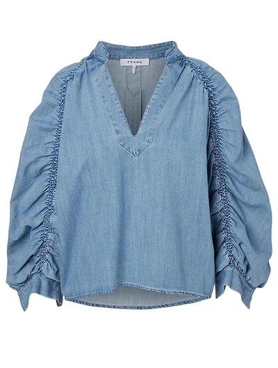 Ruched Denim Top