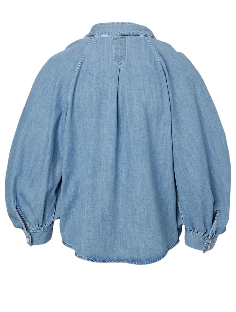 Ruched Denim Top