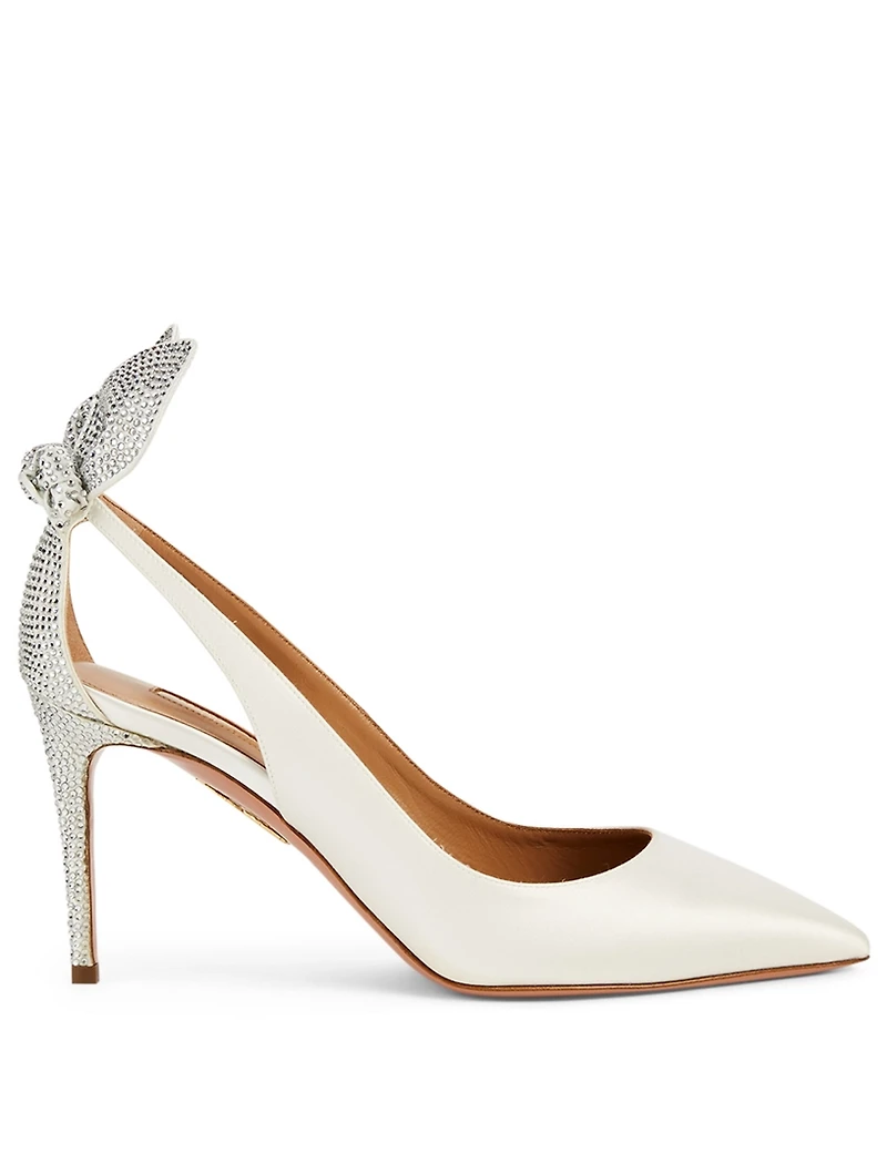 Bow Tie 85 Crystal Satin Pumps